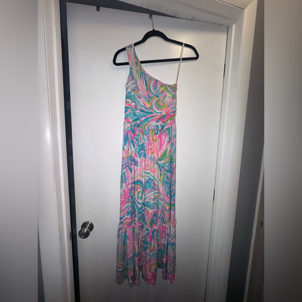 Colorful One-Shoulder Maxi Dress